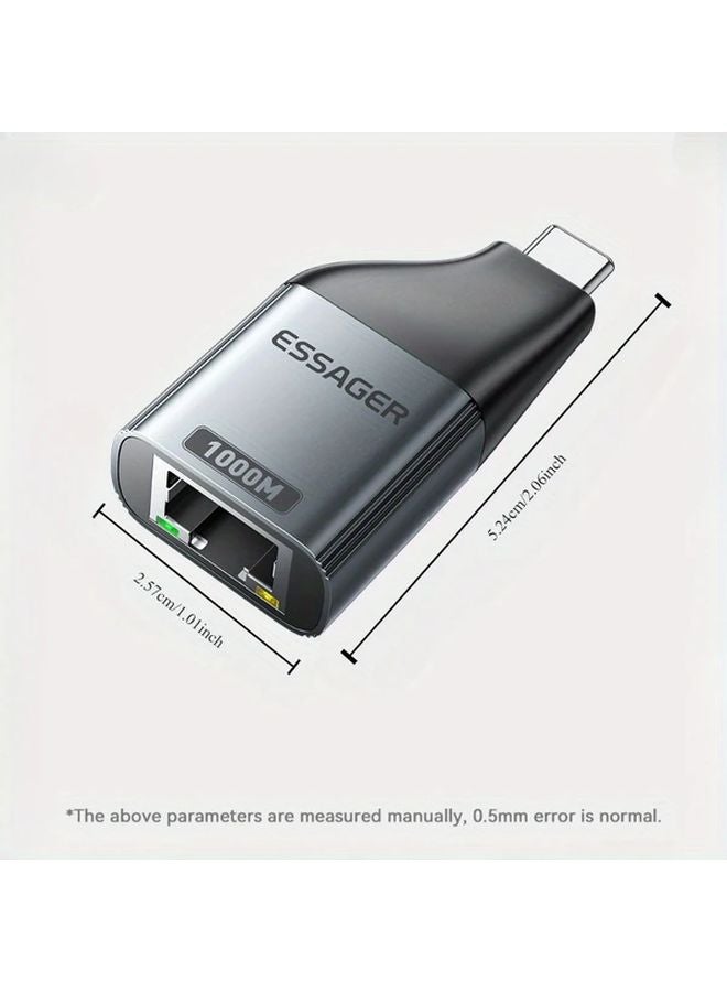 Essager 1000Mbps محول إيثرنت جيجابت RJ45 إلى USB C برنامج تشغيل مجاني لنظام التشغيل Windows و Mac و Android - Image 3